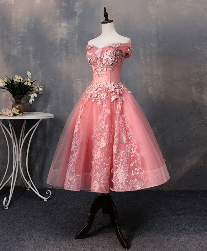 Dressime Ball Gown Off The Shoulder Tulle Short Party Dress With Appliques