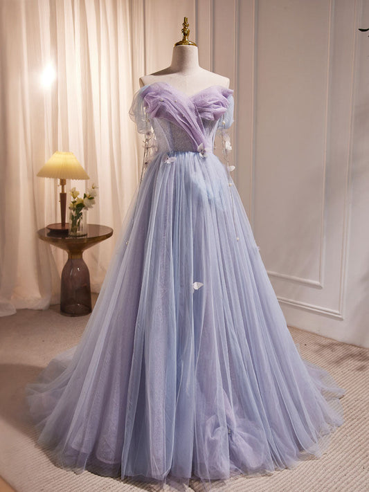 Dressime Vintage A-Line Off The Shoulder Tulle Long Party Dress