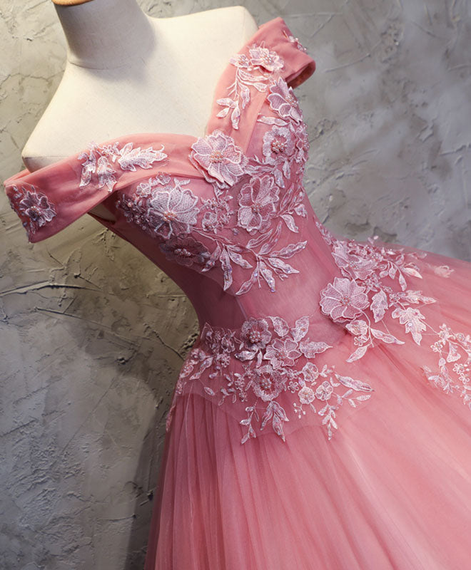 Dressime Ball Gown Off The Shoulder Tulle Long Party Dress With Appliques