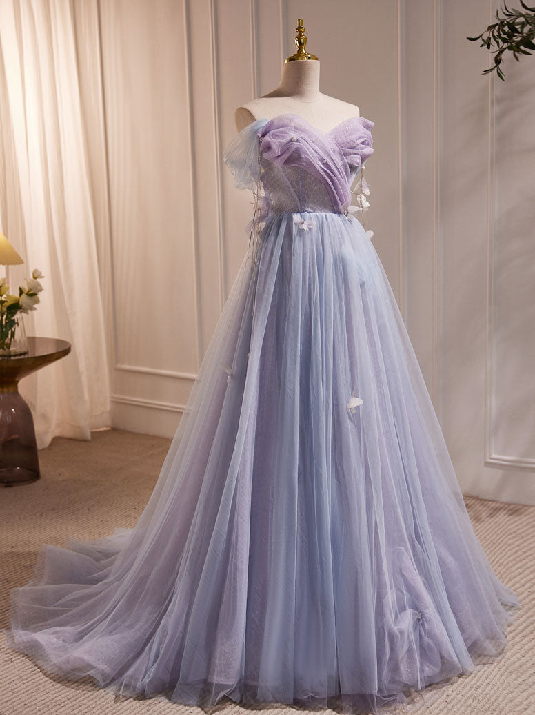 Dressime Vintage A-Line Off The Shoulder Tulle Long Party Dress