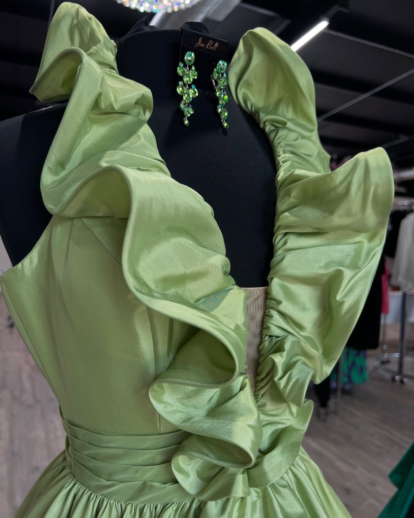 Dressime A Line Plunge V Ruffle Tiered Long Prom Dress with Slit