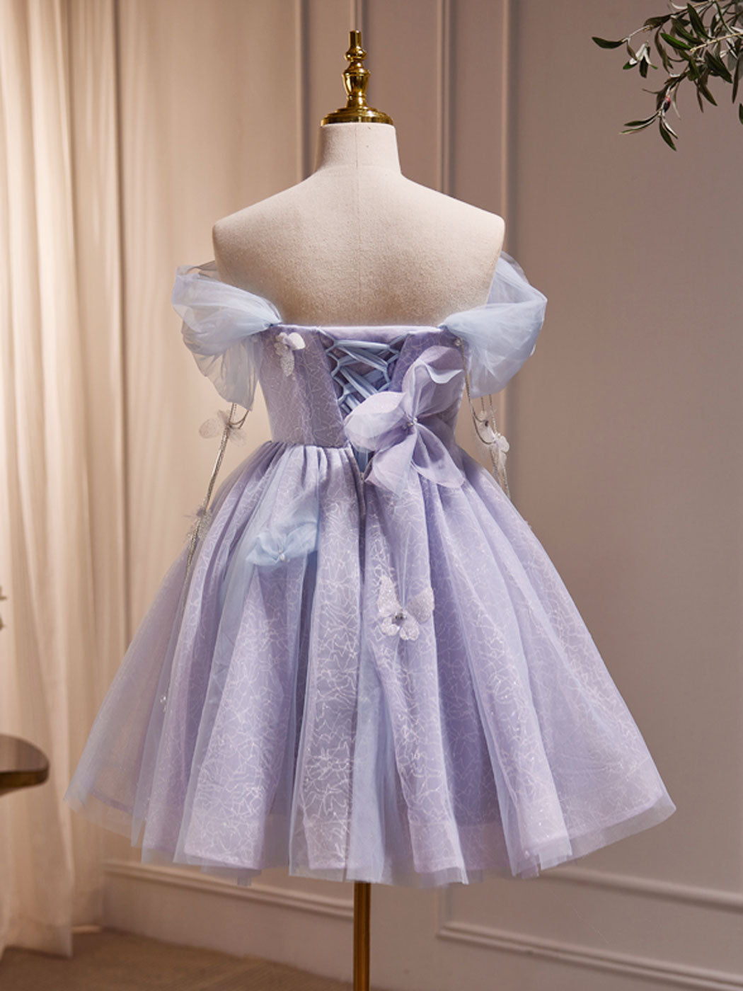 Dressime Vintage A-Line Off The Shoulder Tulle Short Party Dress