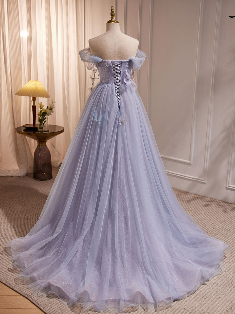 Dressime Vintage A-Line Off The Shoulder Tulle Long Party Dress