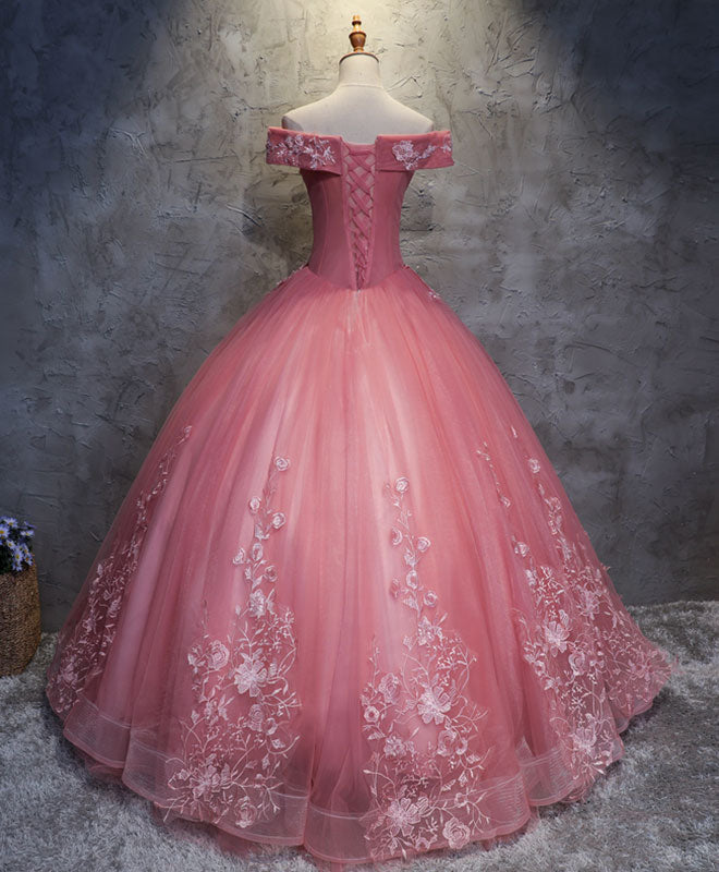 Dressime Ball Gown Off The Shoulder Tulle Long Party Dress With Appliques