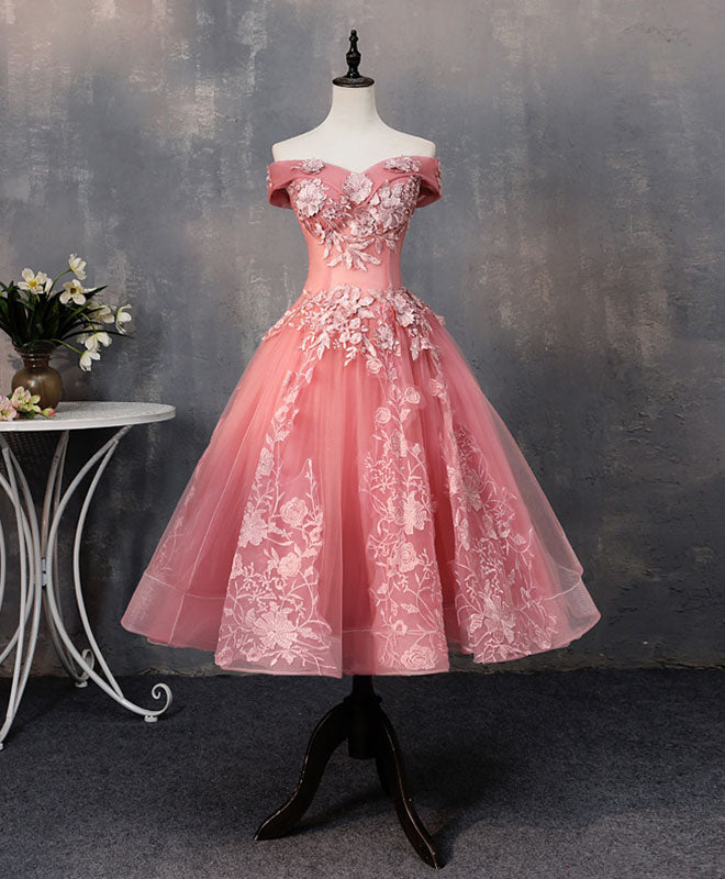 Dressime Ball Gown Off The Shoulder Tulle Short Party Dress With Appliques