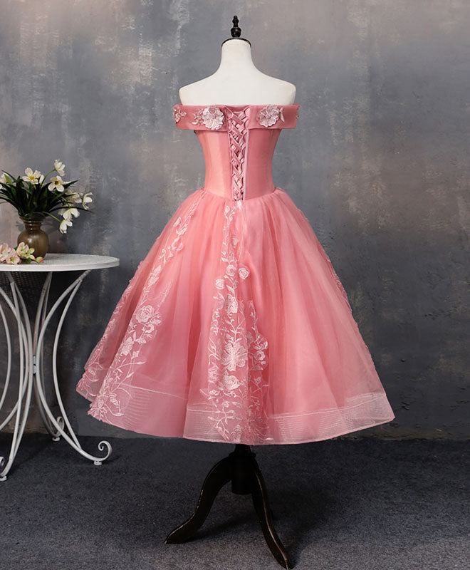 Dressime Ball Gown Off The Shoulder Tulle Short Party Dress With Appliques