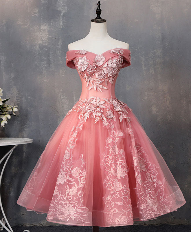 Dressime Ball Gown Off The Shoulder Tulle Short Party Dress With Appliques