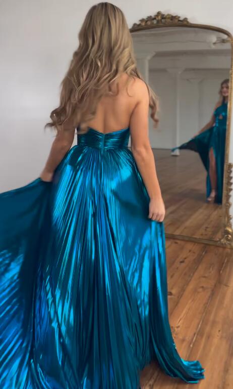 Dressime A Line Halter Satin Keyhole Long Prom Dress dressime