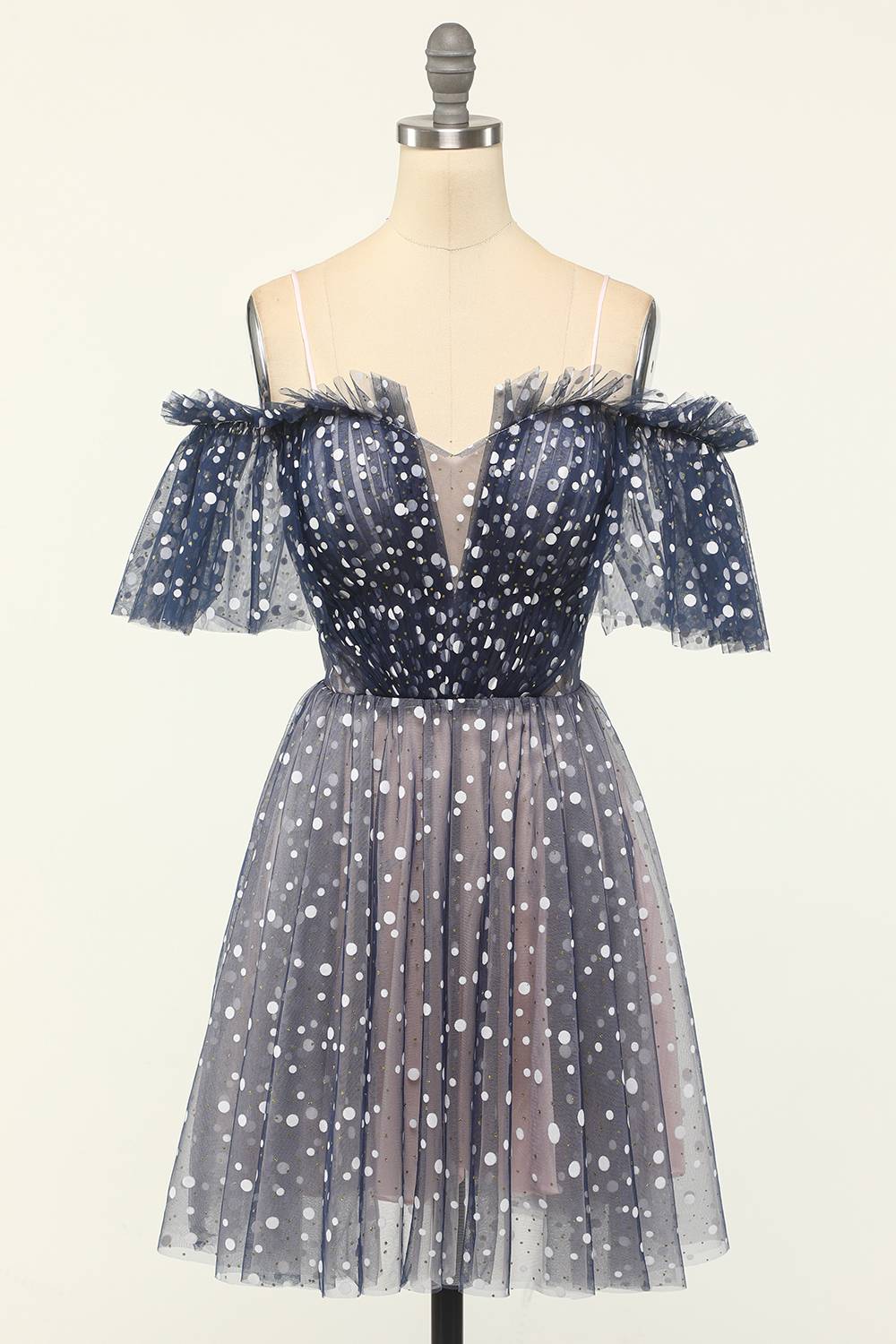 dressimeA Line Off the Shoulder Lace up Cute Tulle Homecoming Dresses