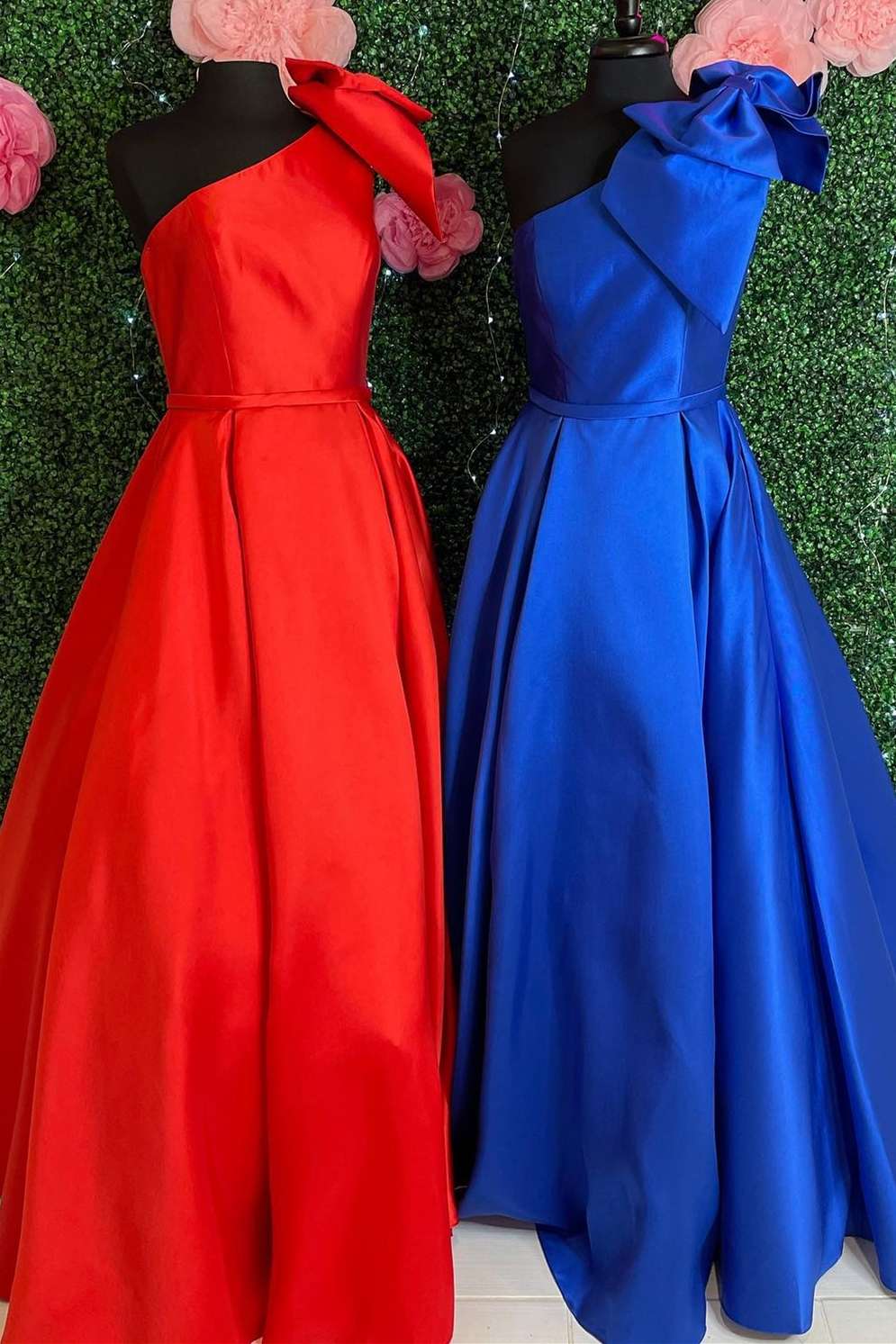 dressimeDressime A Line One-Shoulder Satin Prom Dress with Bow