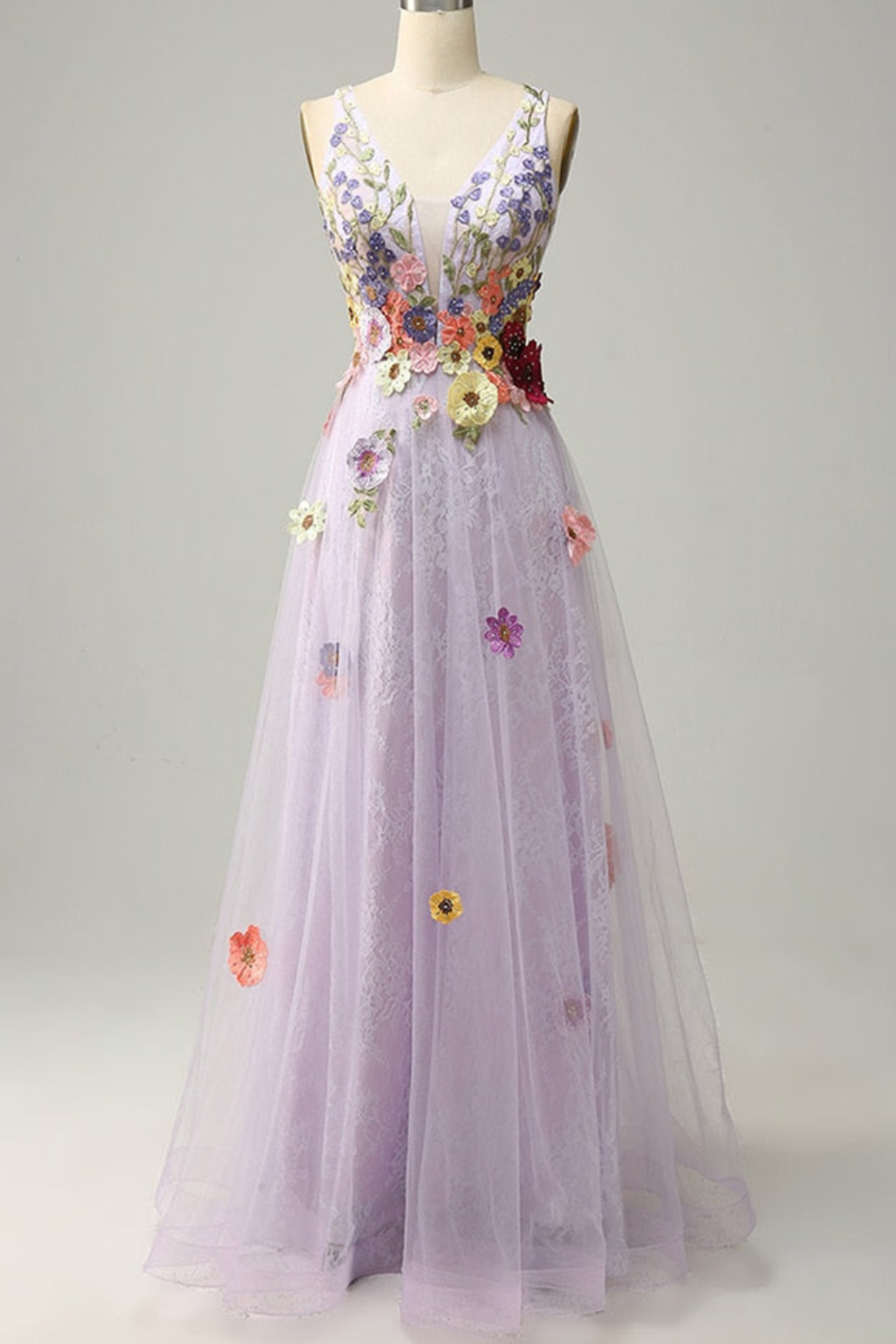 Dressime Women Purple Prom Dress A-Line Princess V Neck Sleeveless Floor Length Flower Tulle Formal Dresses dressime Dressime Women Purple Prom Dress A-Line Princess V Neck Sleeveless Floor Length Flower Tulle Formal Dresses dressime