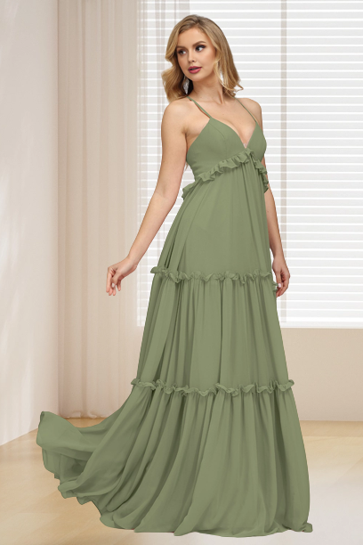 dressimeA-Line Spaghetti Straps Chiffon Bridesmaid Dresses