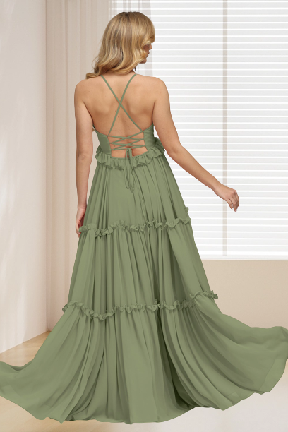 dressimeA-Line Spaghetti Straps Chiffon Bridesmaid Dresses