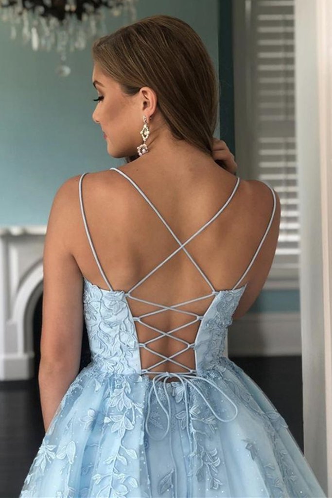dressimeA Line Spaghetti Straps Homecoming Dresses with Appliques Short Cocktail Dresses