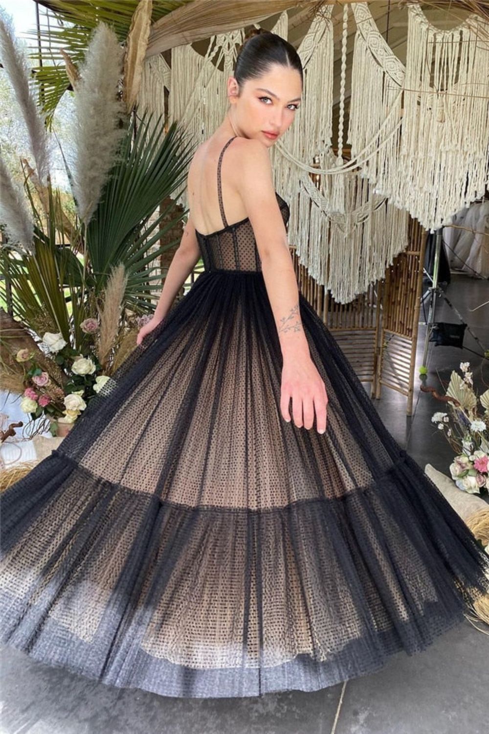 Dressime A Line Spaghetti Straps Tulle Homecoming Dresses dressime