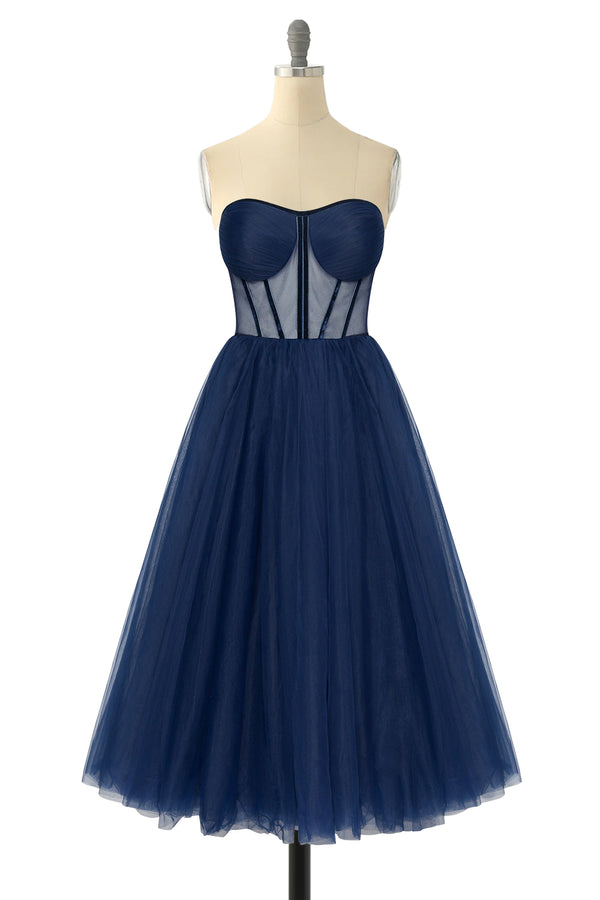 dressimeA Line Strapless Tulle Above Length Homecoming Dresses