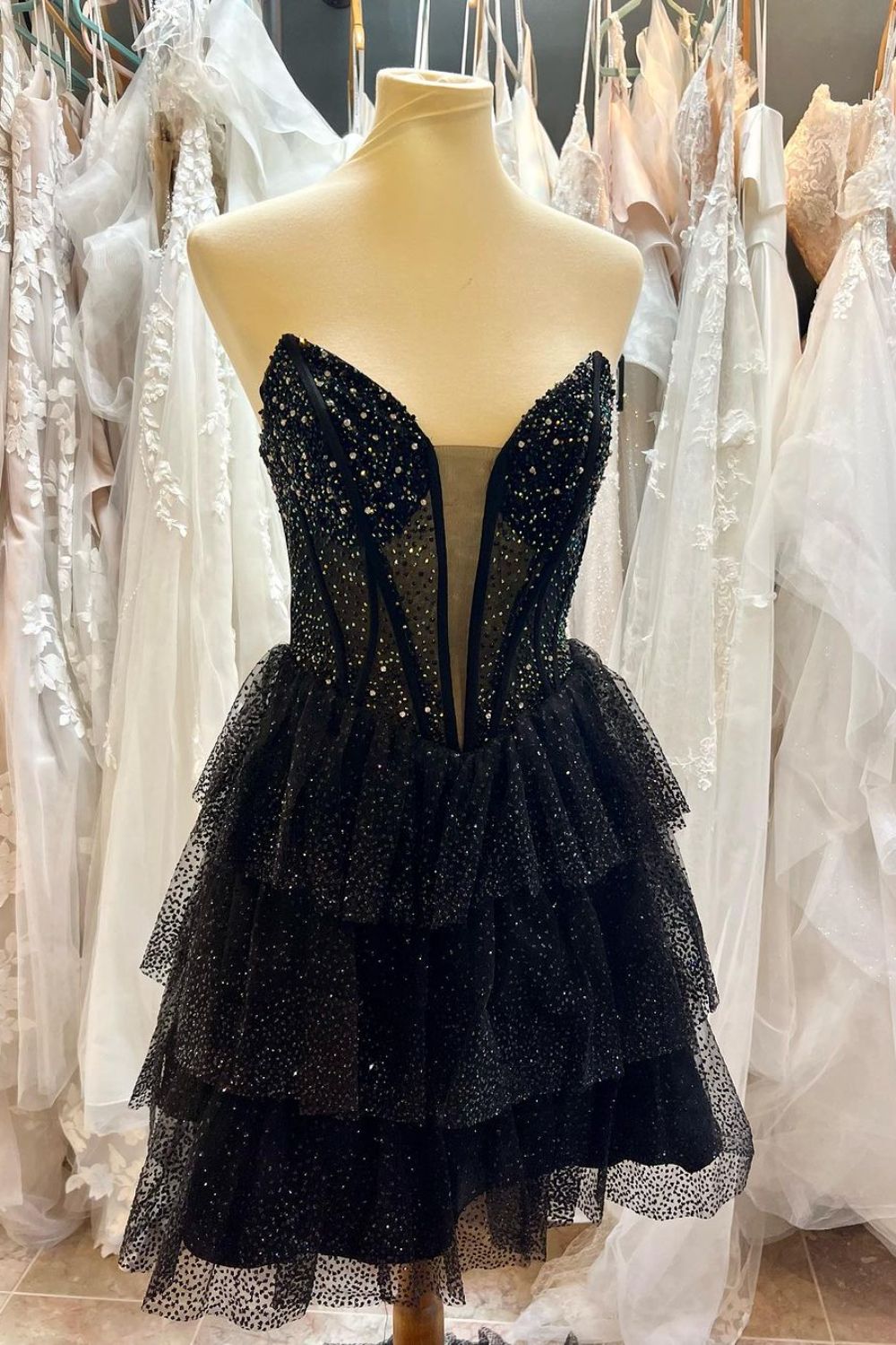 Dressime A Line Strapless Tulle Tiered Ruffle Short/Mini Homecoming Dr dressime Dressime A Line Strapless Tulle Tiered Ruffle Short/Mini Homecoming Dr dressime