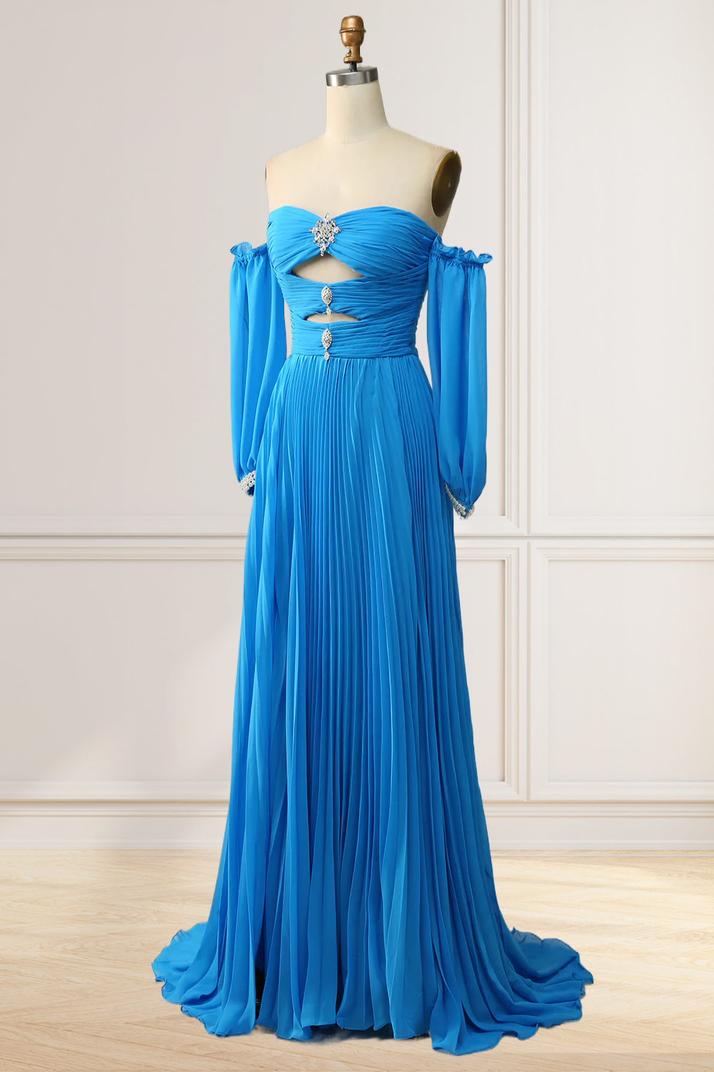 Dressime A Line Sweetheart Beades Chiffon Prom Dresses with Slit dressime