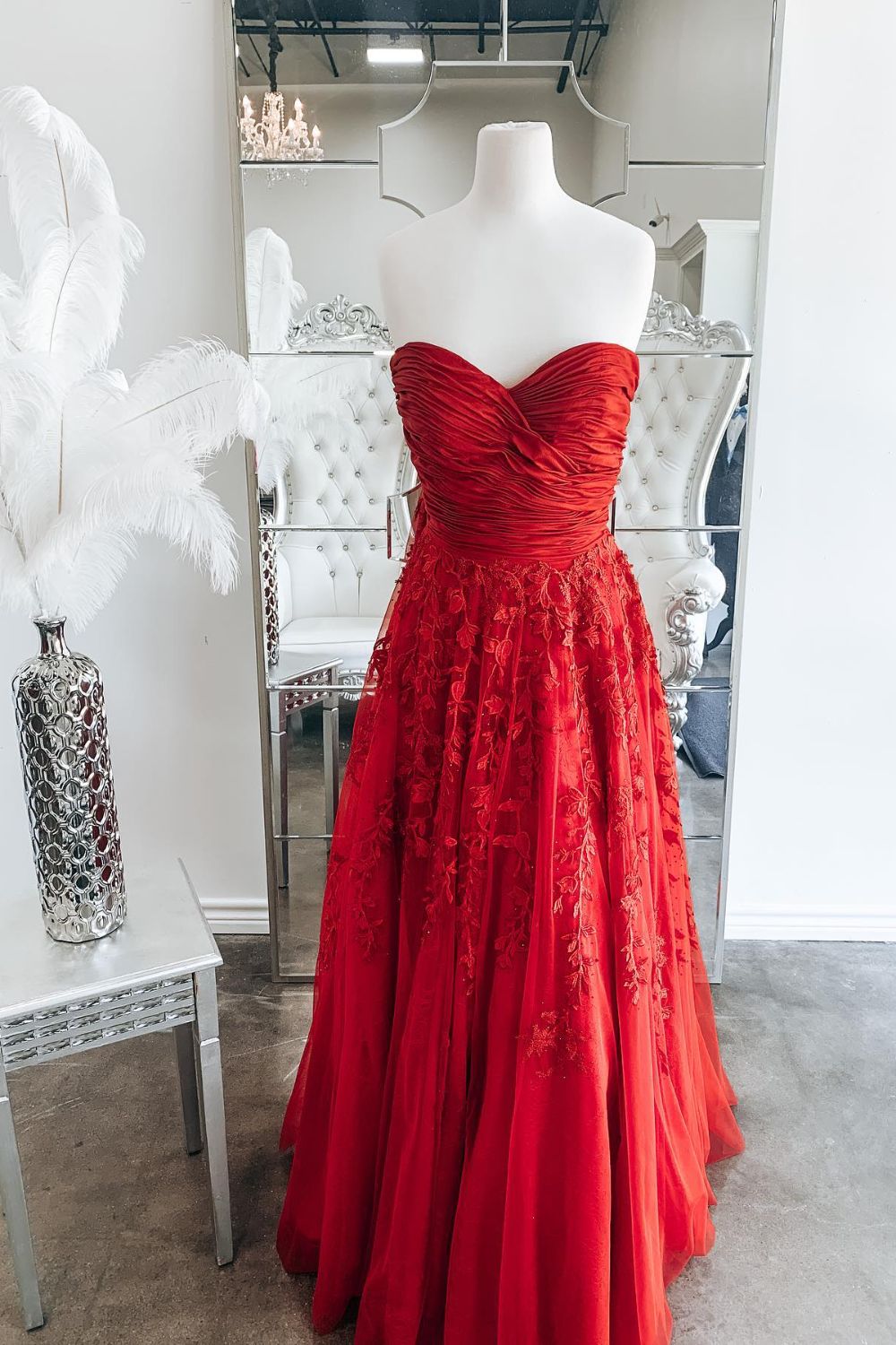 Dressime A Line Sweetheart Polyester Appliques Long Prom Dress dressime Dressime A Line Sweetheart Polyester Appliques Long Prom Dress dressime