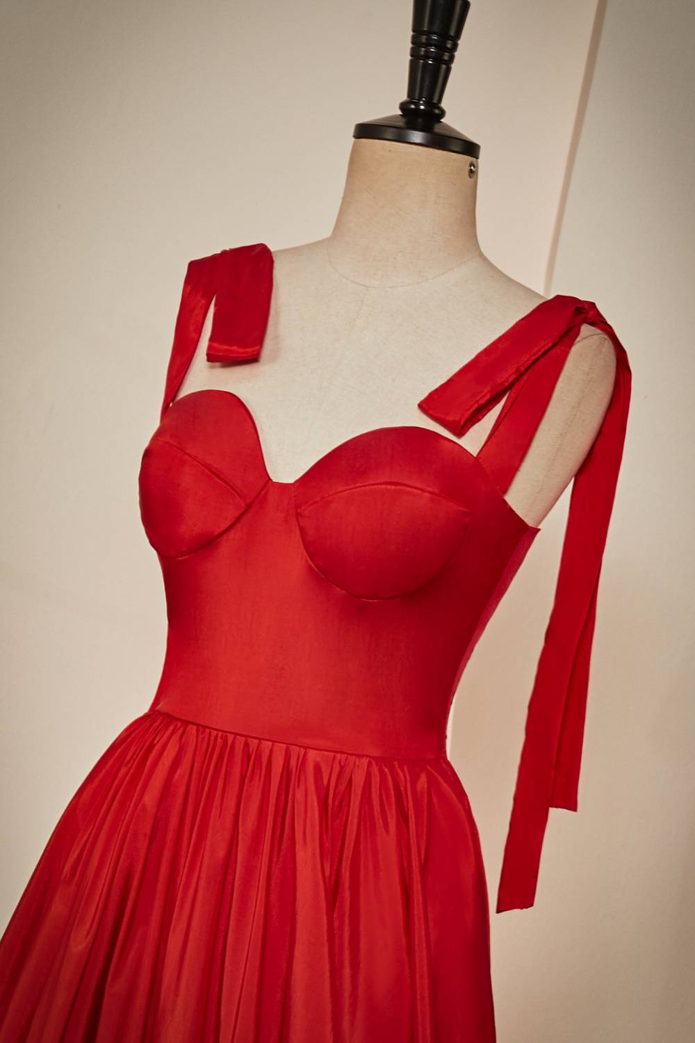 dressimeA-Line Tie Straps Corset Satin Long Prom Dress