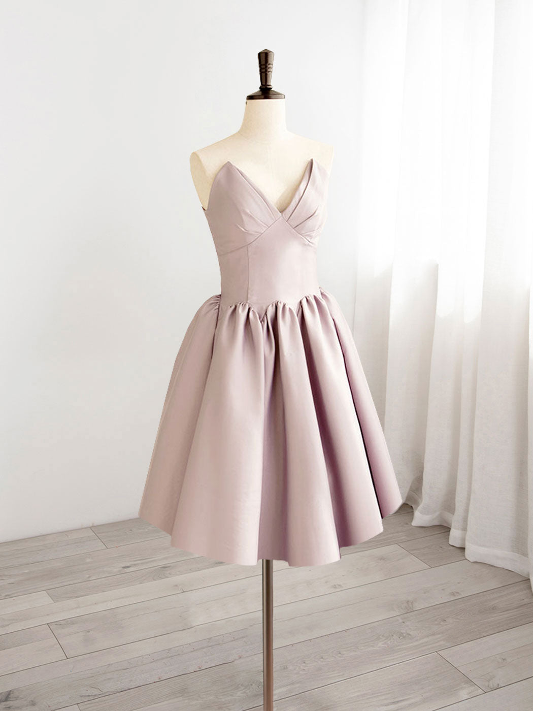 Dressime A-Line V Neck Satin Short Party Dress dressime Dressime A-Line V Neck Satin Short Party Dress dressime