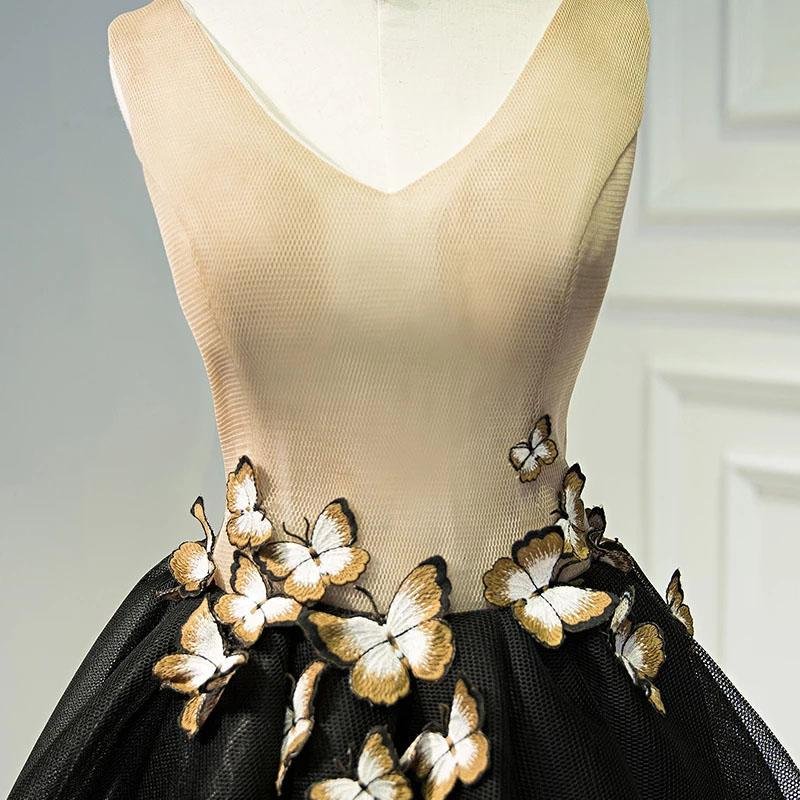 Dressime A Line V Neck Tulle Short/Mini Homecoming Dress With Butterfly dressime