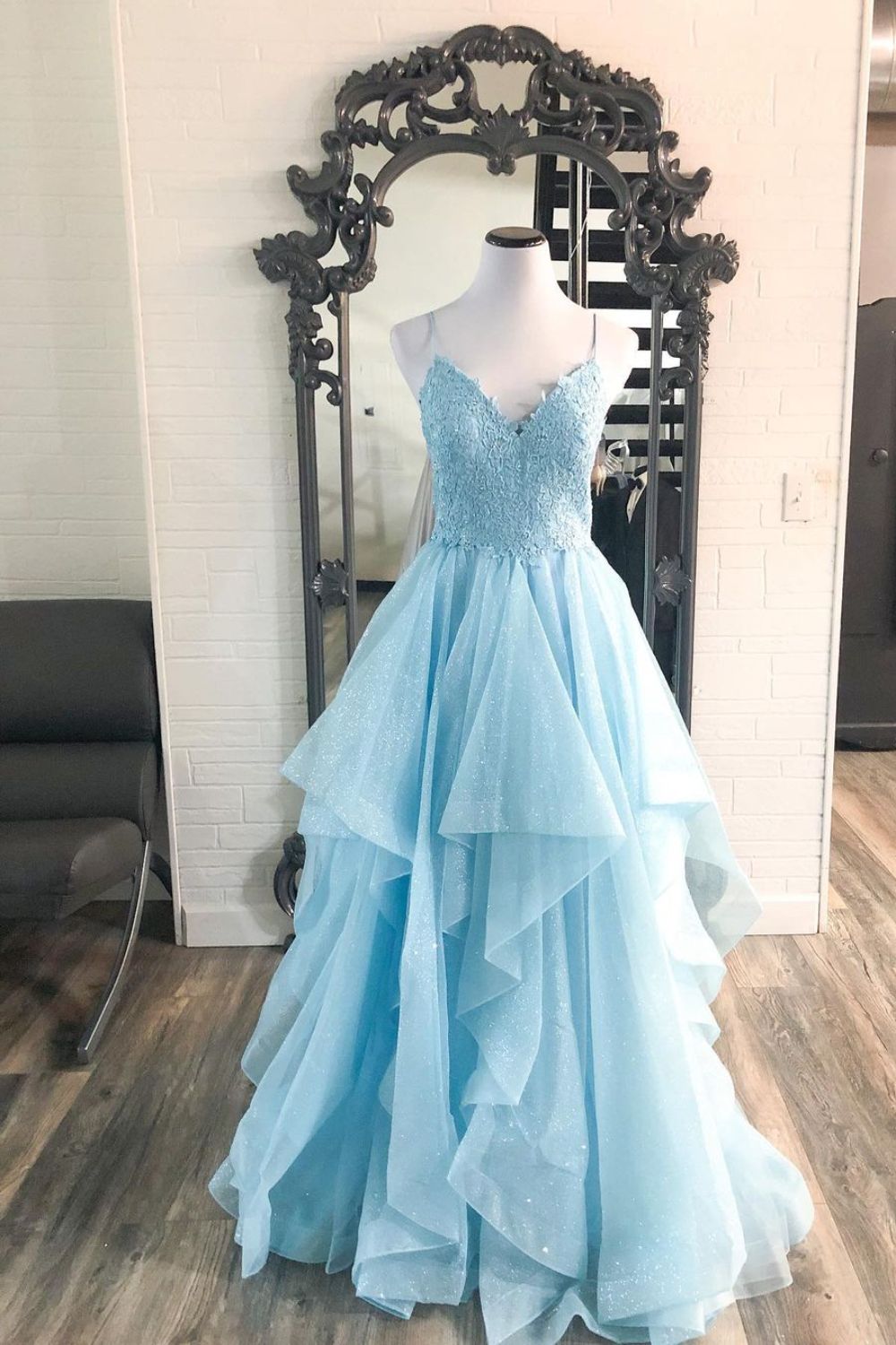 Dressime Asymmetrical A Line Spaghetti Straps Tulle Lace Ruffled Prom dressime Dressime Asymmetrical A Line Spaghetti Straps Tulle Lace Ruffled Prom dressime