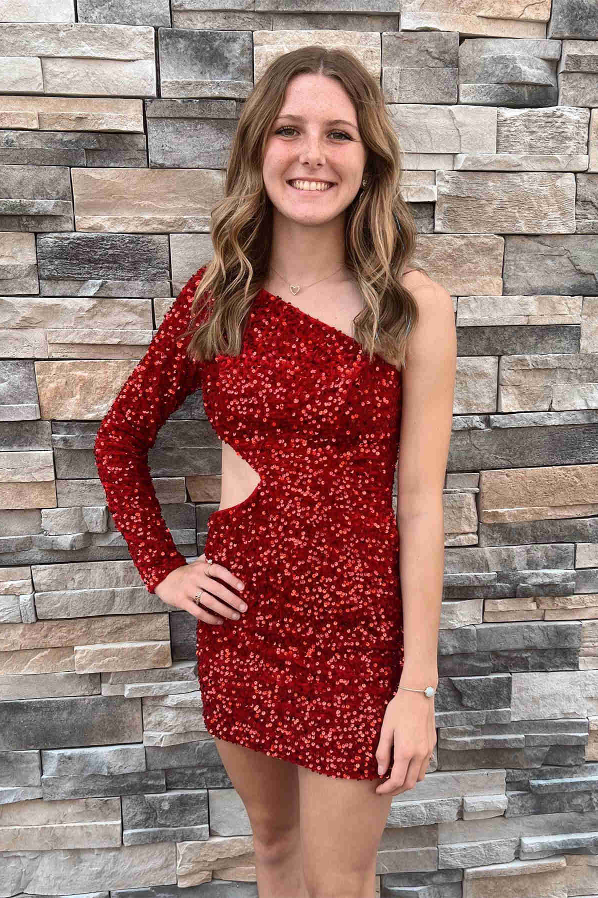 dressimeBodycon Long Sleeve One Shoulder Purple Homecoming Dresses