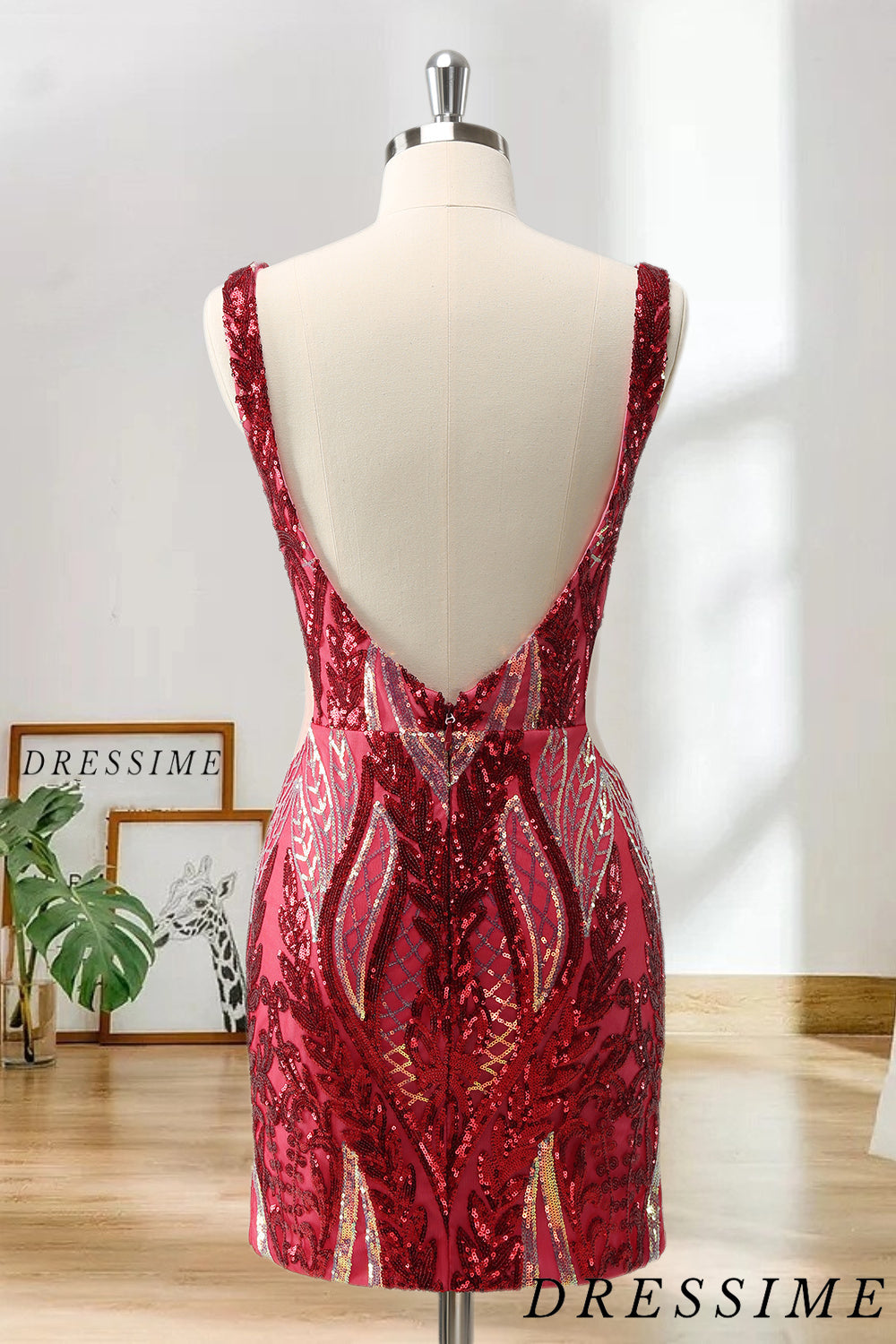 Dressime Bodycon Sequin V Neck Short Homecoming Dresses dressime