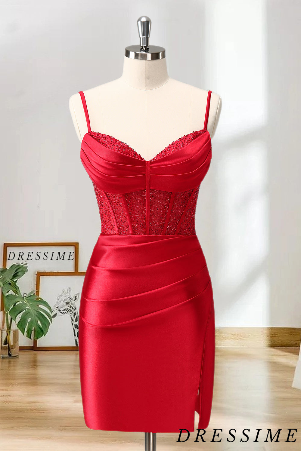 Dressime Bodycon Spaghetti Straps Satin Corset Homecoming Dress with S dressime Dressime Bodycon Spaghetti Straps Satin Corset Homecoming Dress with S dressime