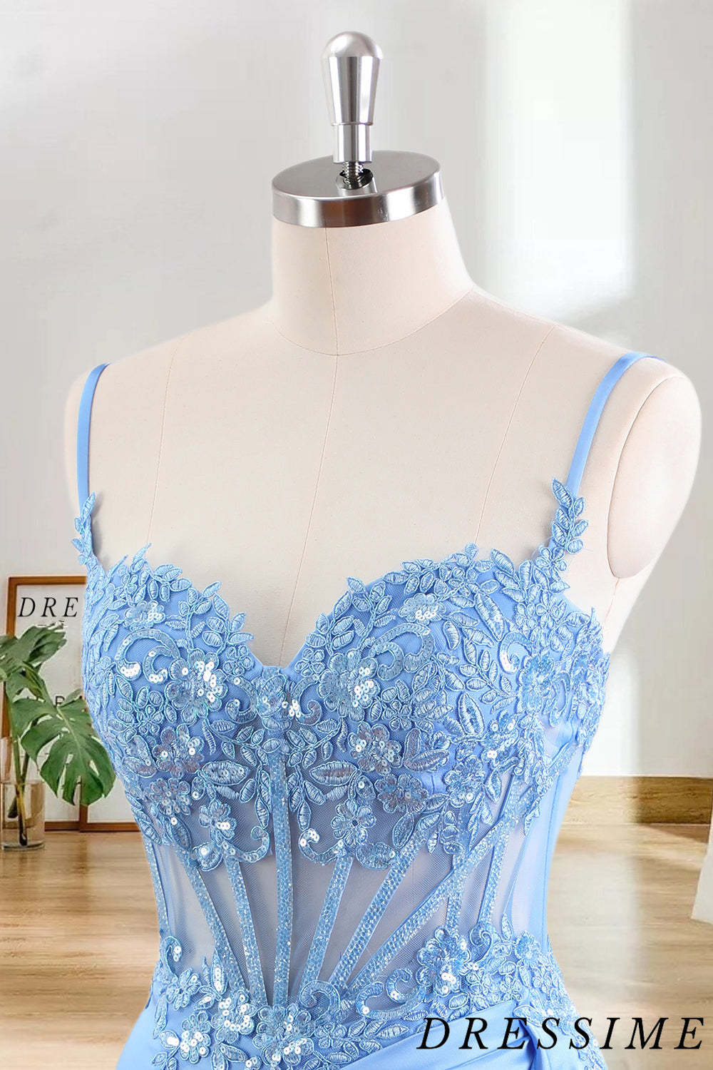 Dressime Bodycon Spaghetti Straps Satin Corset Tight Short/Mini Homecoming Dress With Sequin Appliques dressime