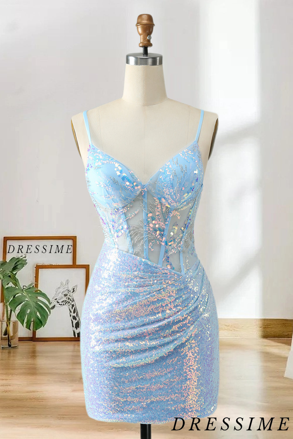 homecoming dress sequins Dressime Bodycon Spaghetti Straps Short/Mini Homecoming Dress with Seq – dressime