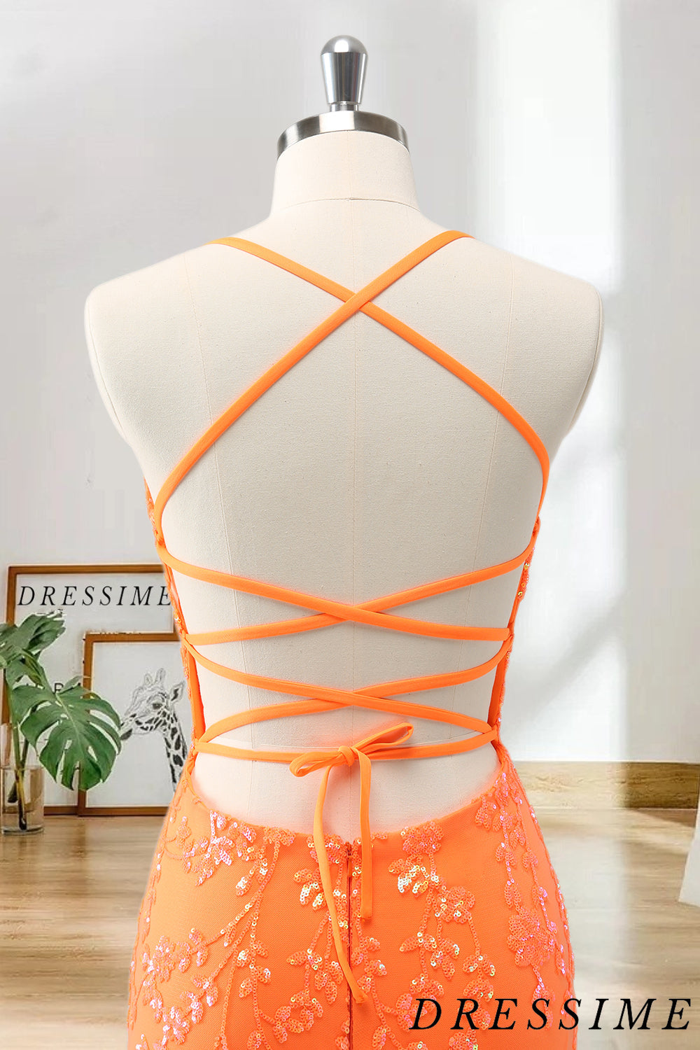 Dressime Bodycon Spaghetti Straps Tight Short/Mini Homecoming Dress with Sequins dressime