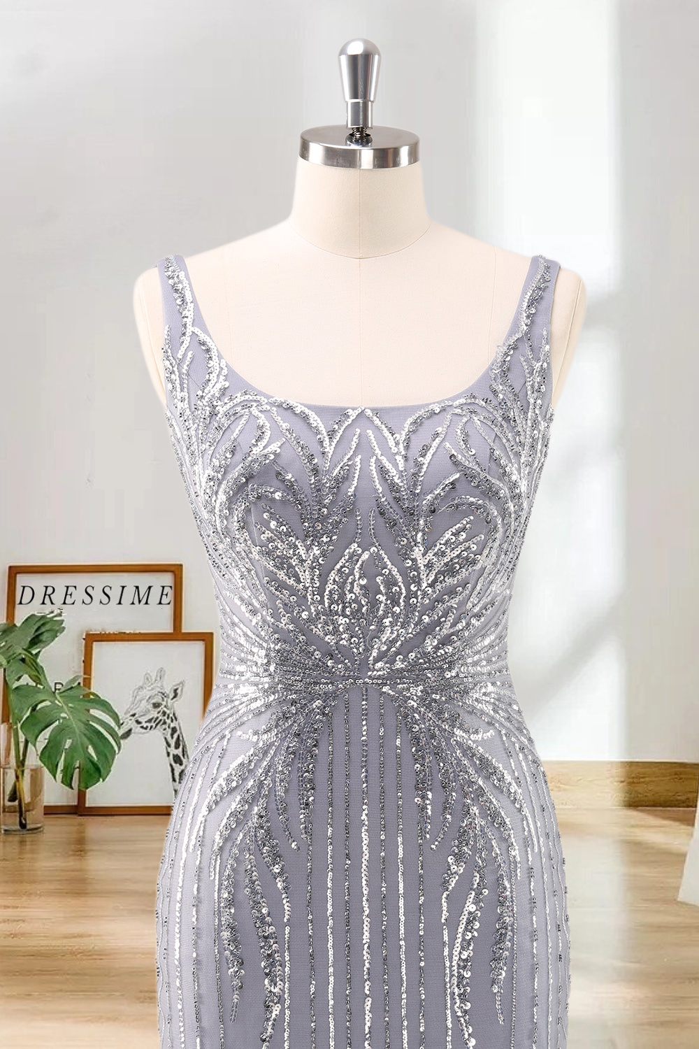 Dressime Bodycon Square Neck Tight Short/Mini Homecoming Dress with Sequins dressime