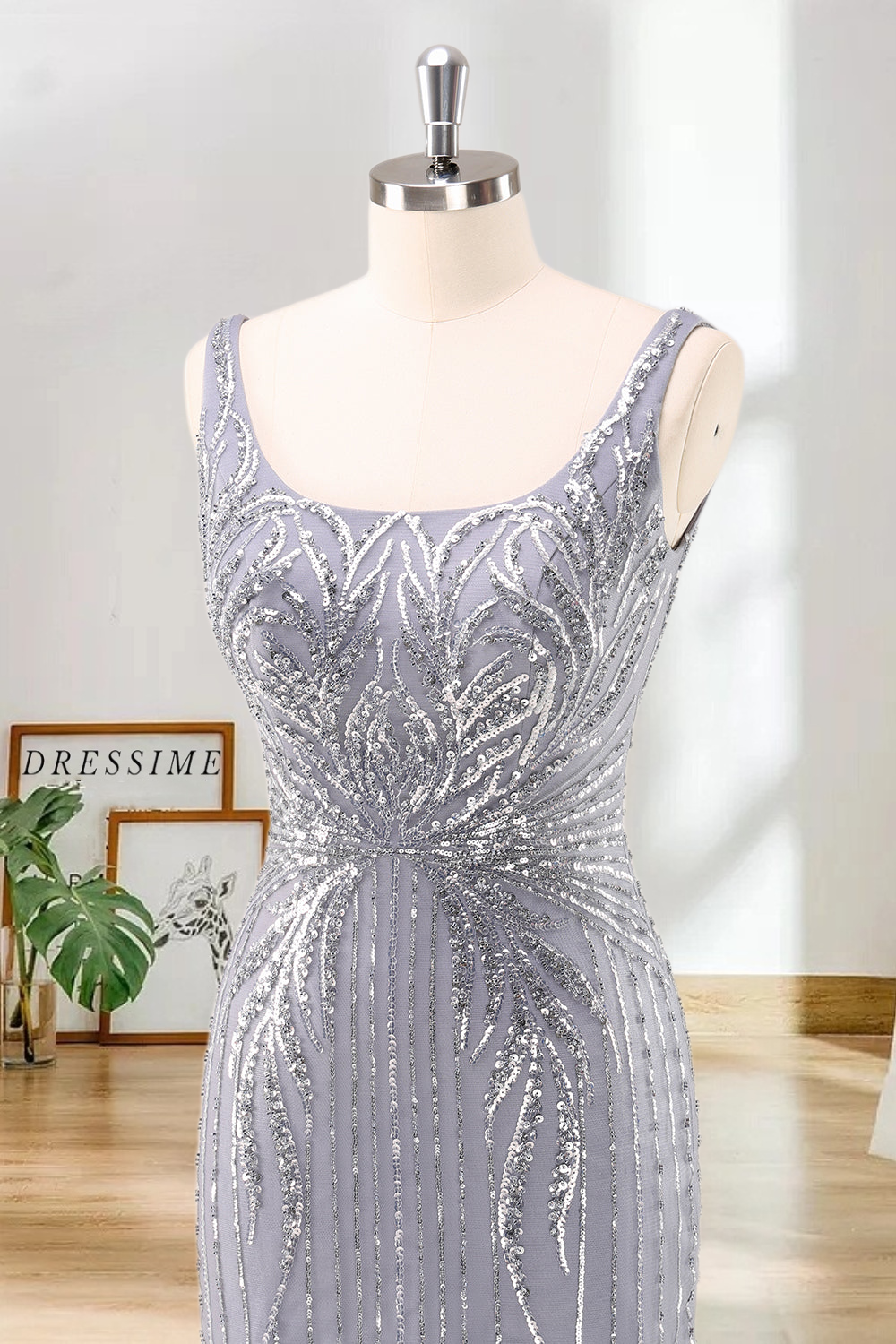 Dressime Bodycon Square Neck Tight Short/Mini Homecoming Dress with Sequins dressime