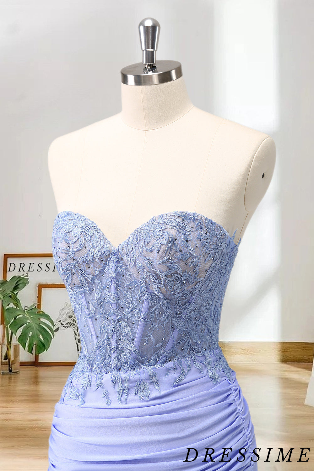 Dressime Bodycon Strapless Corset Pleated Tight Short/MiniHomecoming Dress with Appliques dressime