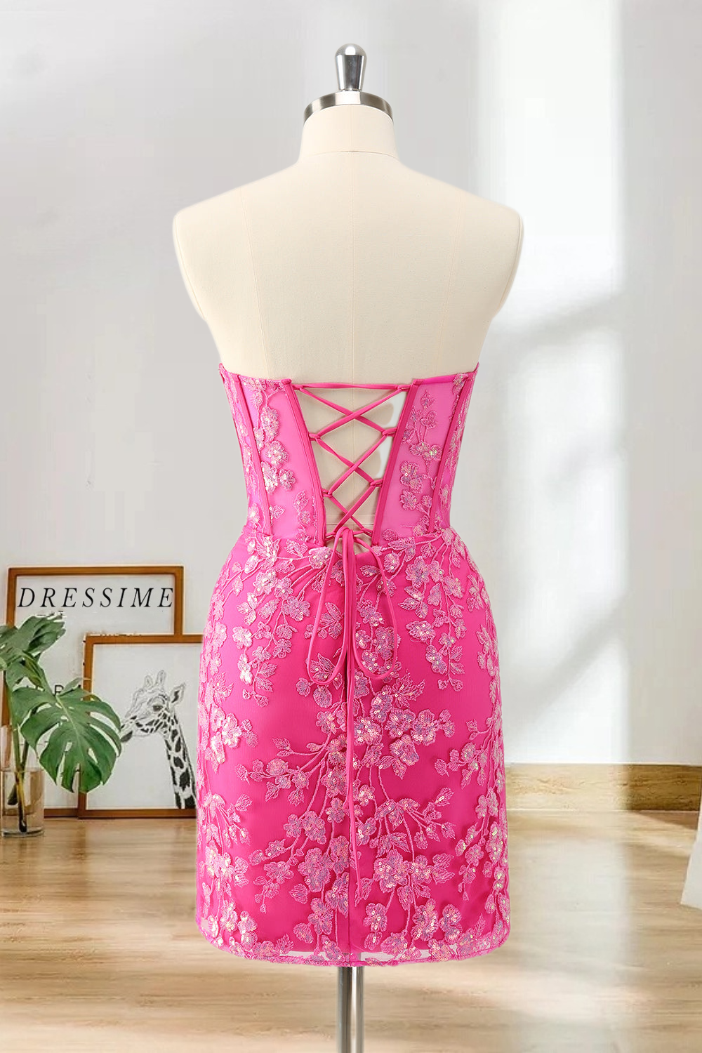 Dressime Bodycon Sweetheart Corset Tight Short/Mini Homecoming Dress with Sequin Appliques dressime