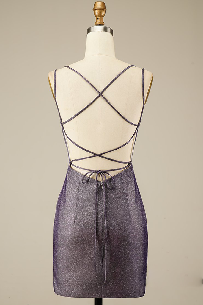 dressimeCheap Spaghetti Strap Sparkly Homecoming Dresses