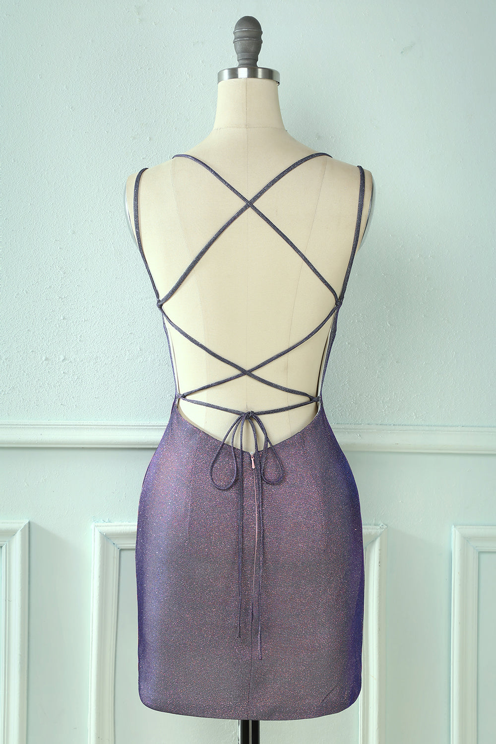 dressimeCheap Spaghetti Strap Sparkly Homecoming Dresses