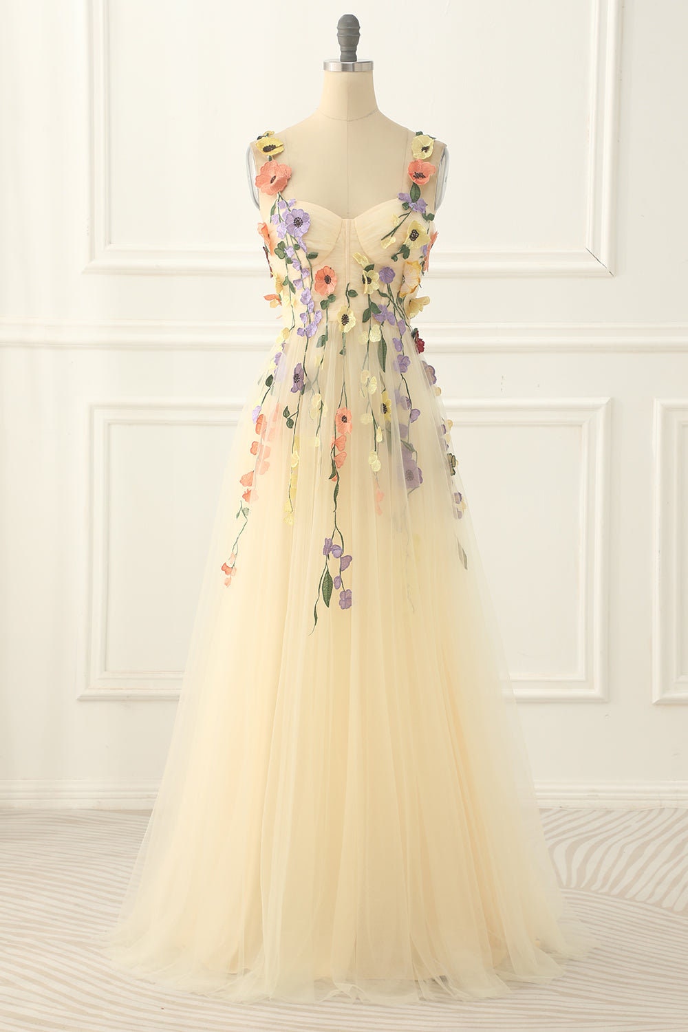 Dressime Women Yellow Flower Prom Dresses Classy Long Sweetheart Zipper Up Charming Evening Dresses dressime Dressime Women Yellow Flower Prom Dresses Classy Long Sweetheart Zipper Up Charming Evening Dresses dressime