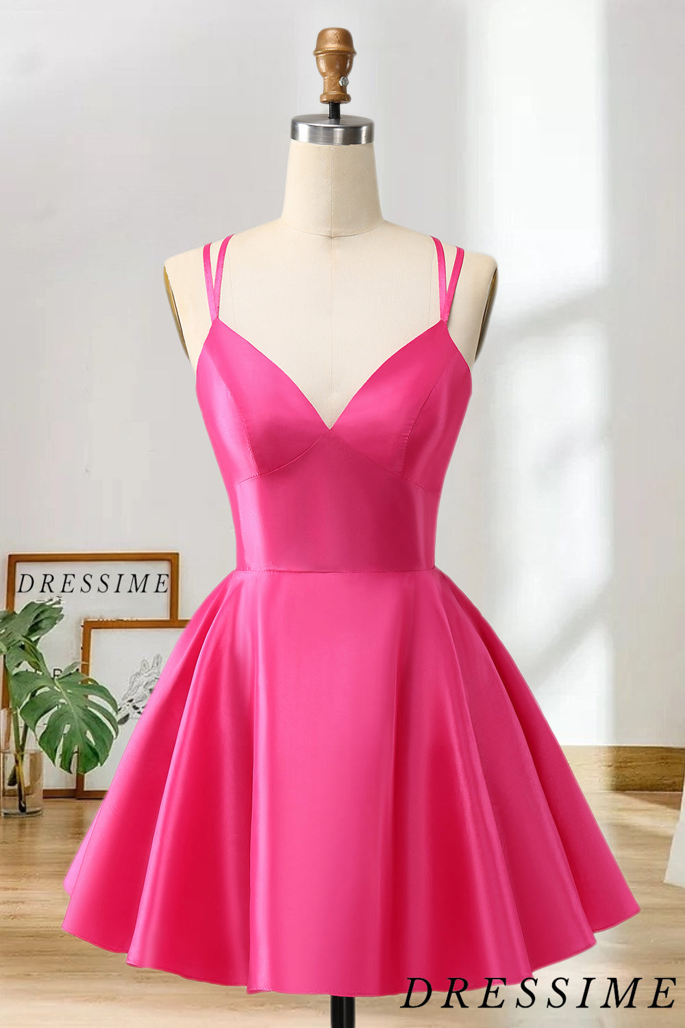 Dressime Cute A Line Spaghetti Straps Satin Short/Mini Homecoming Dres dressime Dressime Cute A Line Spaghetti Straps Satin Short/Mini Homecoming Dres dressime
