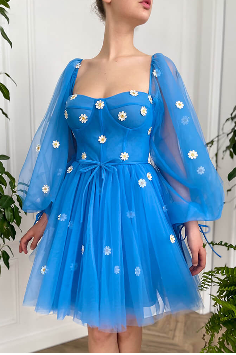 Dressime Cute Ball Gown Puffy Sleeve Flowers Embroidery Tulle Short Sw dressime Dressime Cute Ball Gown Puffy Sleeve Flowers Embroidery Tulle Short Sw dressime