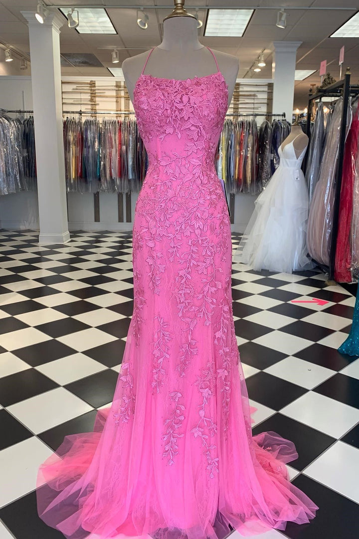 dressimeElegant Spaghetti Straps Mermaid Backless Prom Dresses