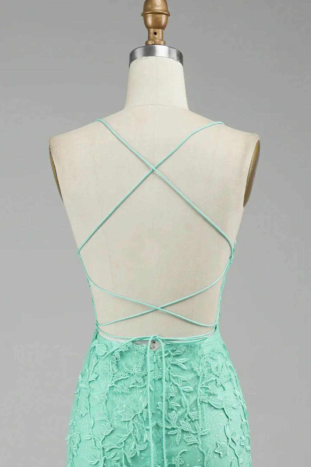 dressimeElegant Spaghetti Straps Mermaid Backless Prom Dresses
