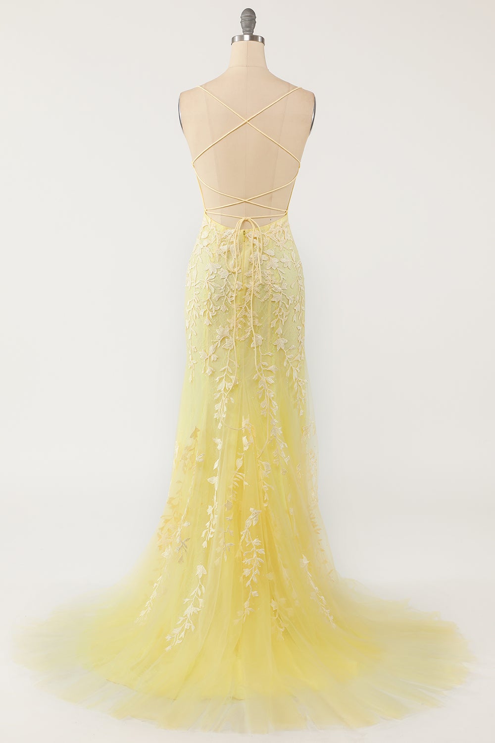 dressimeElegant Spaghetti Straps Mermaid Backless Prom Dresses
