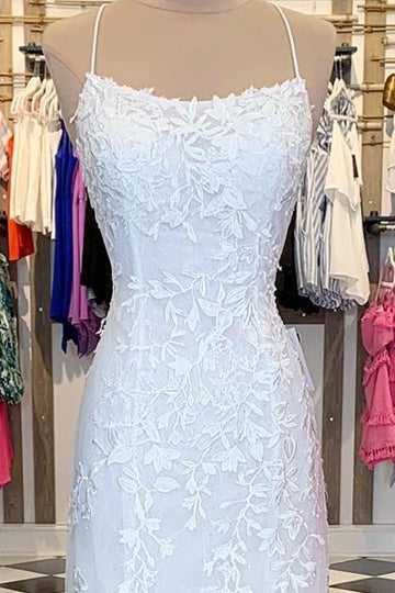 dressimeElegant Spaghetti Straps Mermaid Backless Prom Dresses