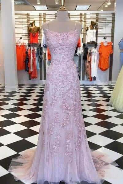 dressimeElegant Spaghetti Straps Mermaid Backless Prom Dresses