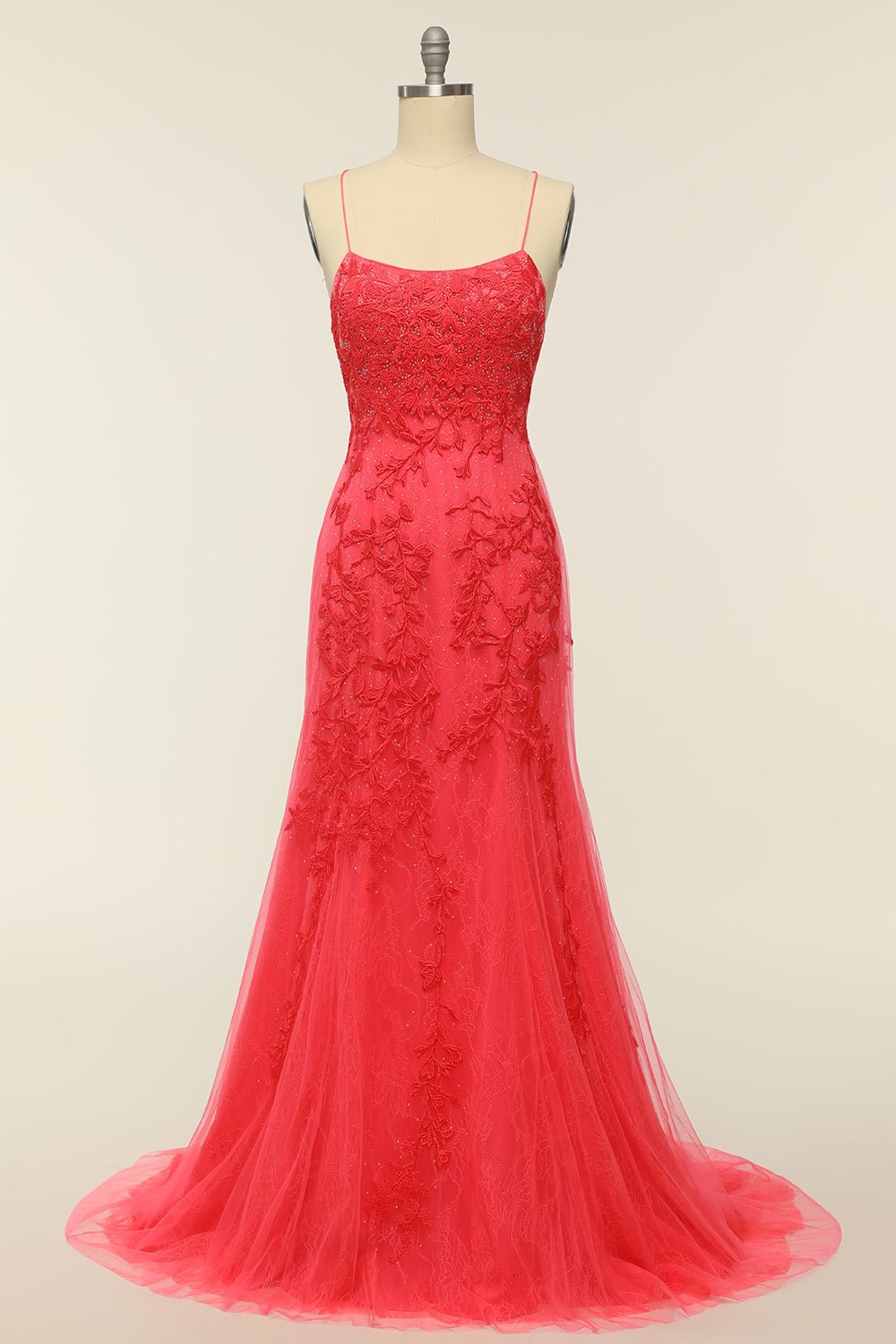 dressimeElegant Spaghetti Straps Mermaid Backless Prom Dresses