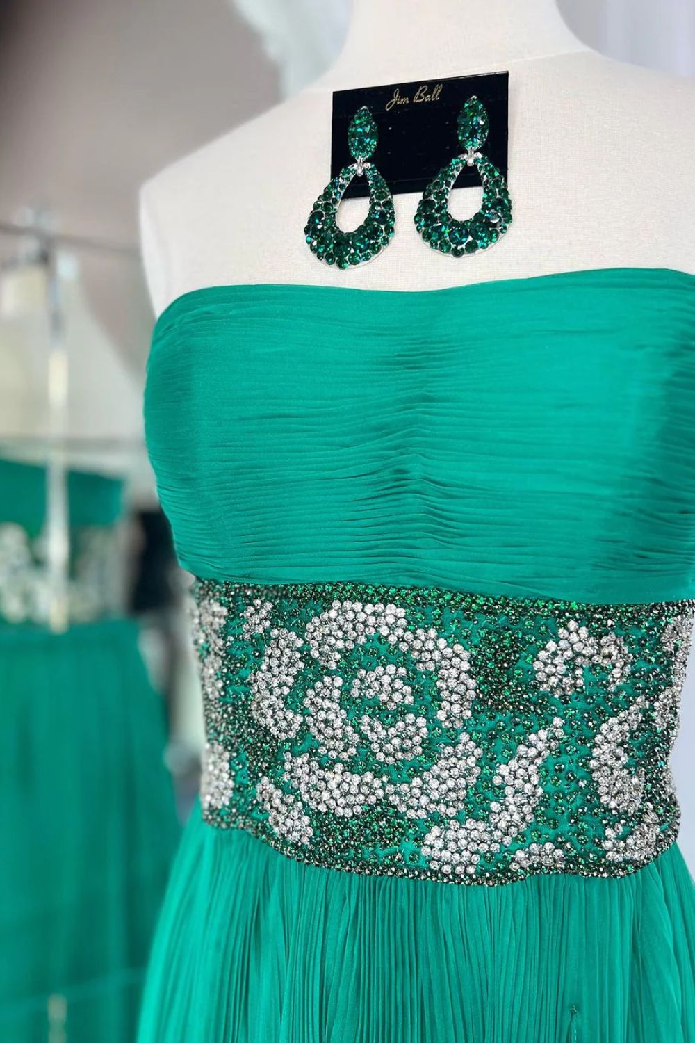 Dressime Fashion A-Line Beading Strapless Chiffon Prom Dresses With Slit dressime