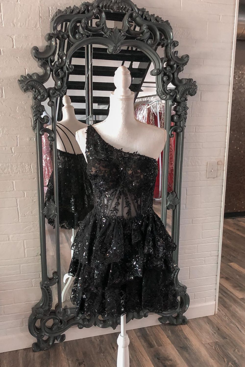 Dressime Gorgeous One Shoulder Sequin Prom Dresses Layers Short Homeco dressime Dressime Gorgeous One Shoulder Sequin Prom Dresses Layers Short Homeco dressime